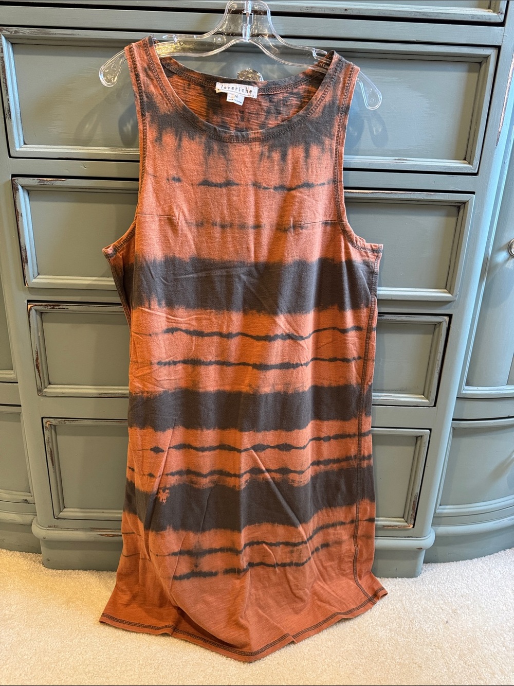 Loveriche Rust and Charcoal Tie-Dye Tank Dress